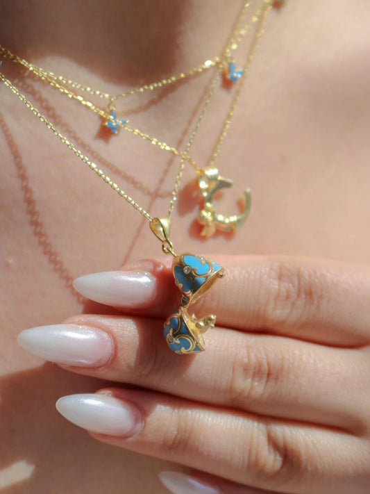 Blue Chick Easter Necklace 925 Sterling Silver