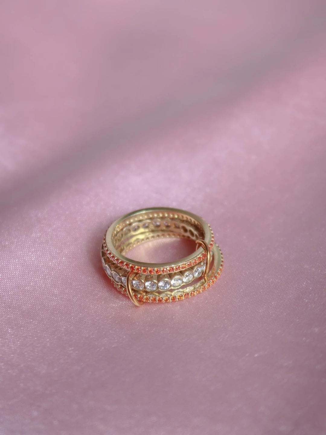 Orange Cream Trinity 925 Silver Ring (Size S)