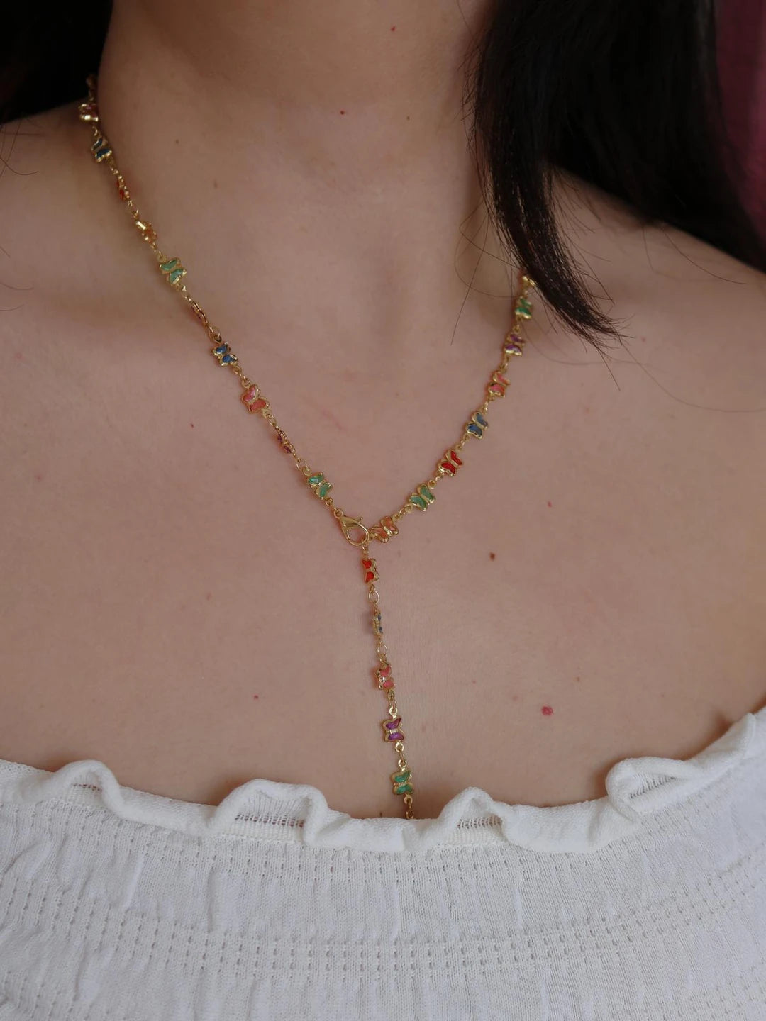 Colorful Butterfly Y Necklace