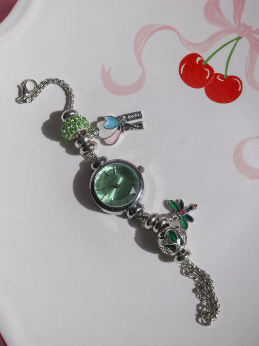 Cute Green Dragonfly Charm Watch