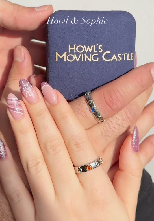 Howl's Moving Chateau Rings, Couple Ring Set, Anime Rings