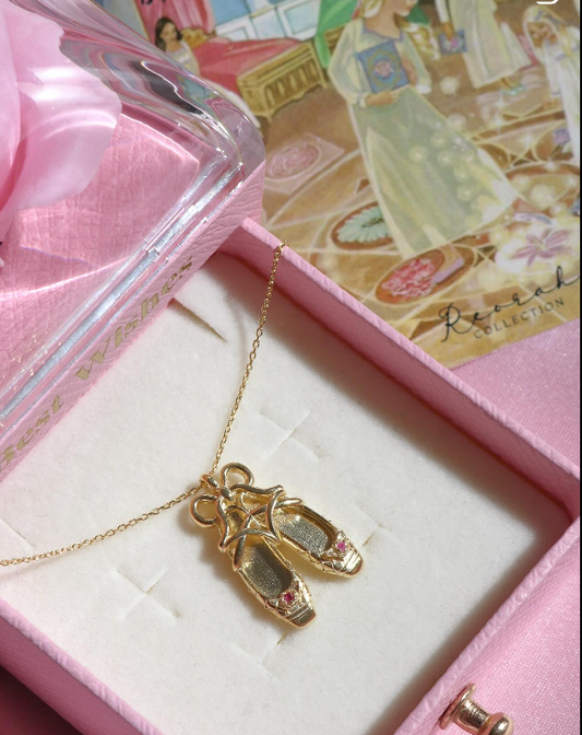 12 Princesses Ballet Shoes Necklace, Ballerina Necklace, 925 Sterling Silver