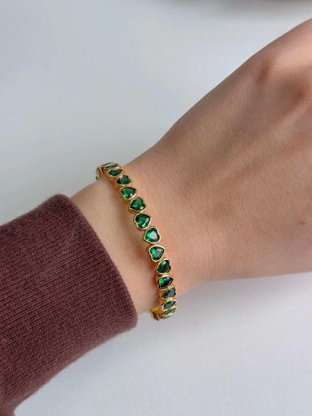 Green Upside Down Heart Bracelet