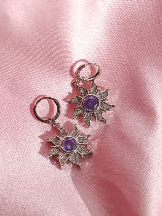 Rapunzel Purple Sun Earring, Princess Jewelry, Purple Sun Earring
