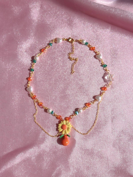 Orange Blossom Design Choker Necklace