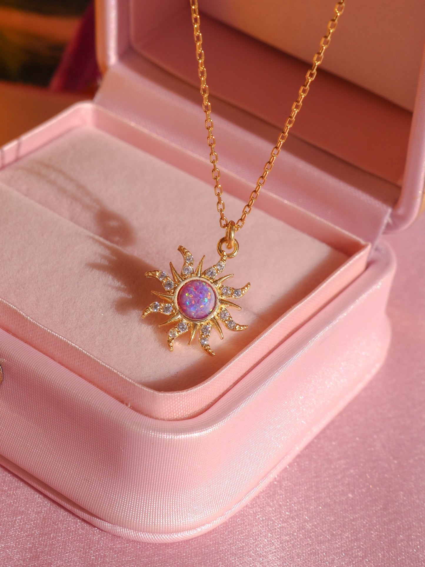 Rapunzel Sun Opal Necklace, 925 Sterling Silver, Princess Jewelry