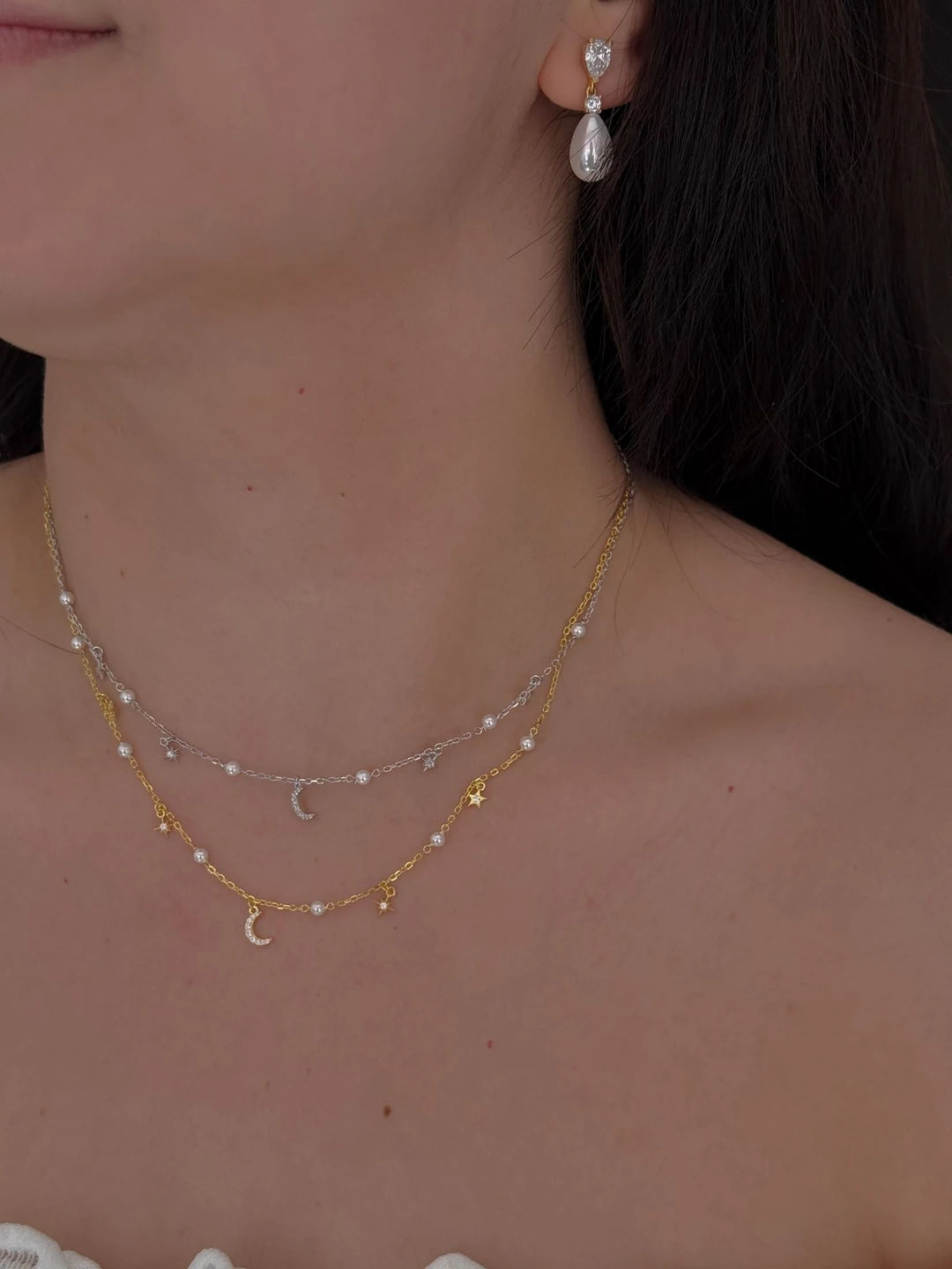 Pearly Nights Necklace, 925 Sterling Silver