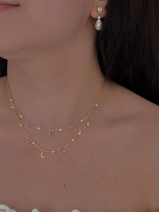 Pearly Nights Necklace, 925 Sterling Silver