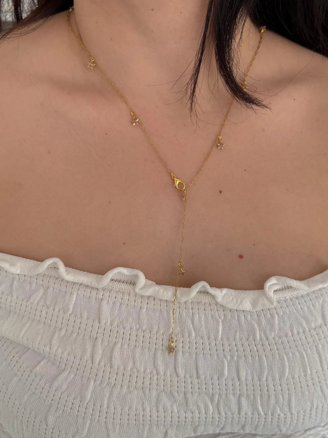 Pink Star Y Necklace