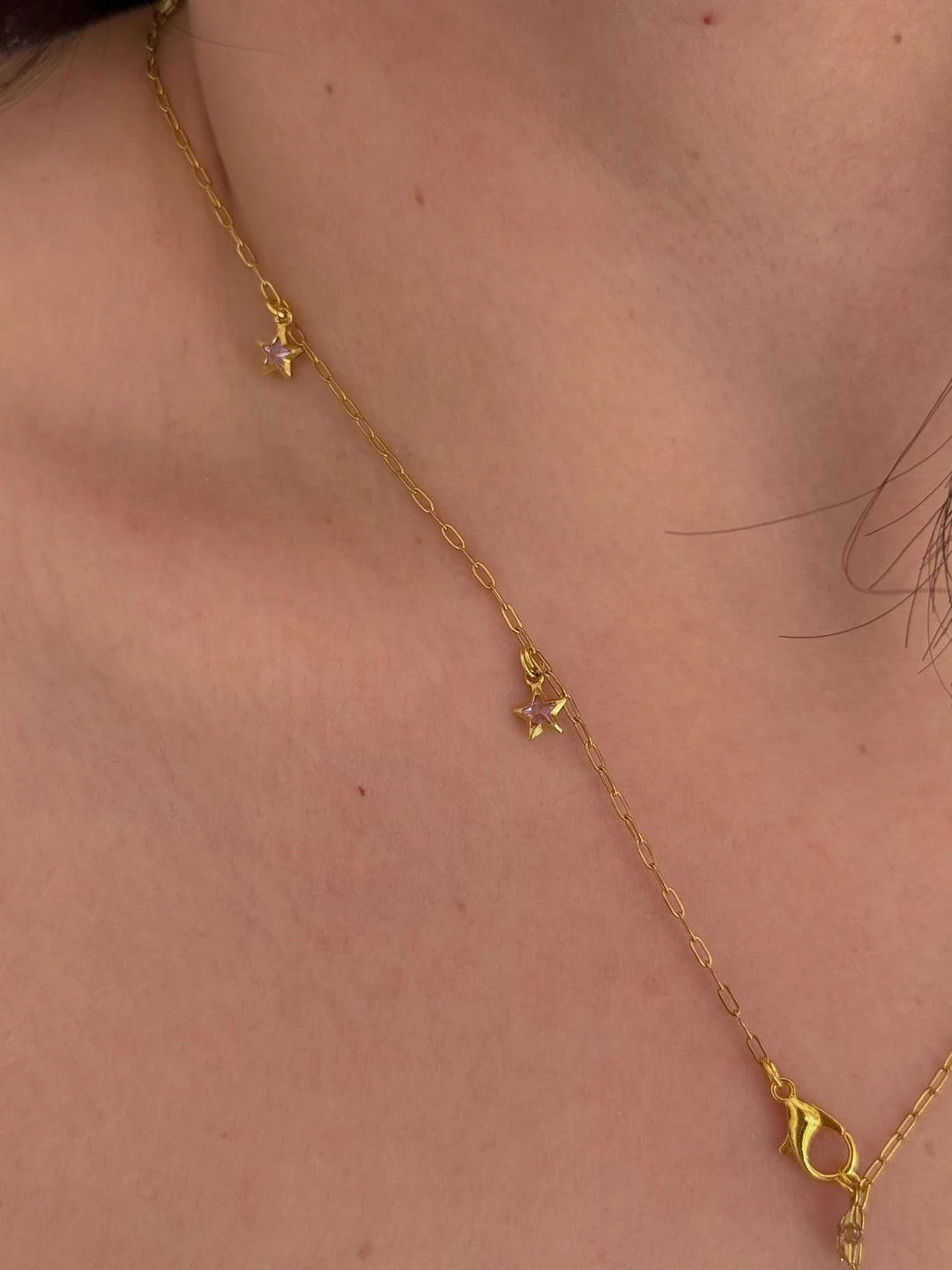 Pink Star Y Necklace