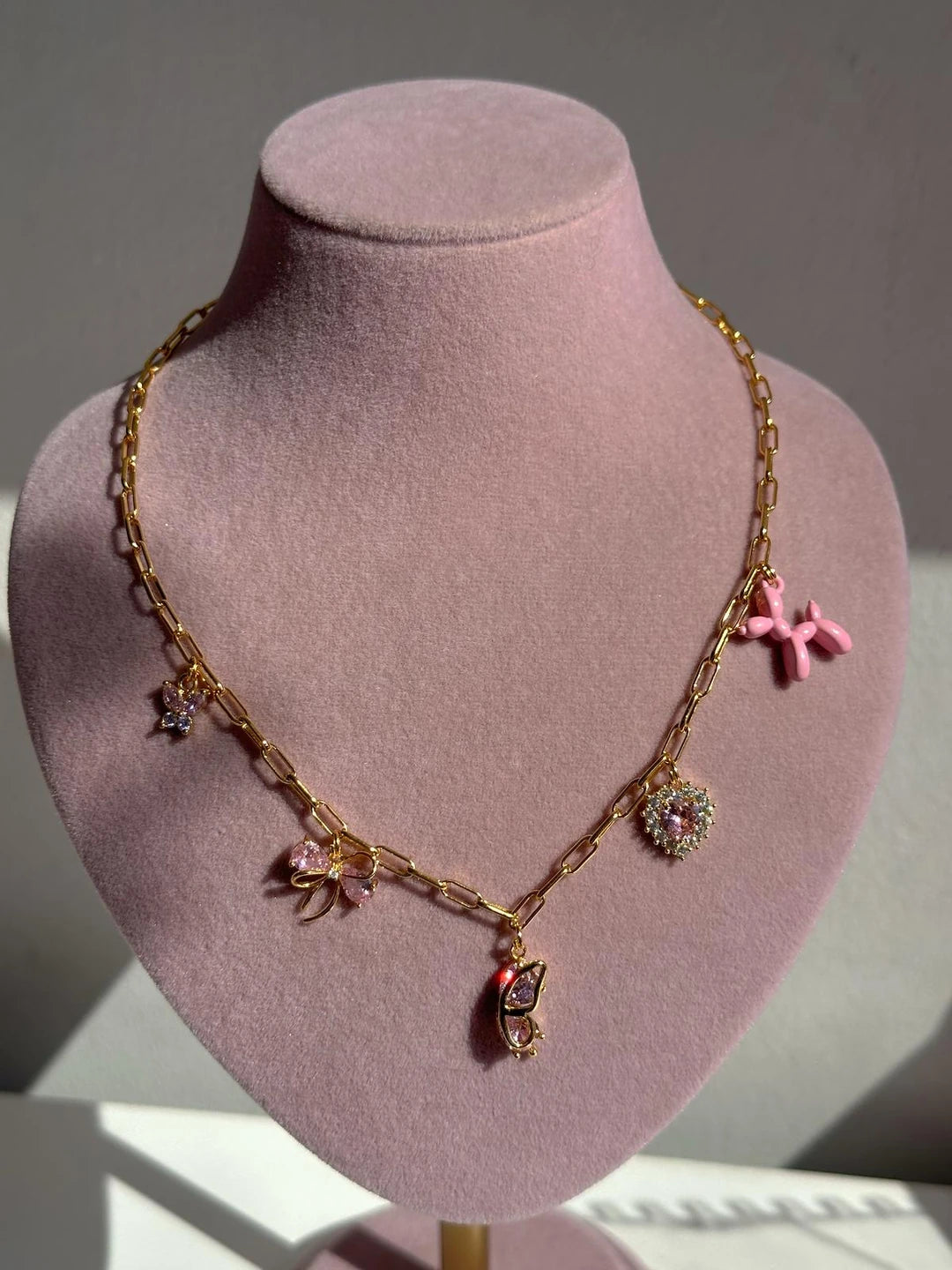 Pink You're My Half Charm Necklace