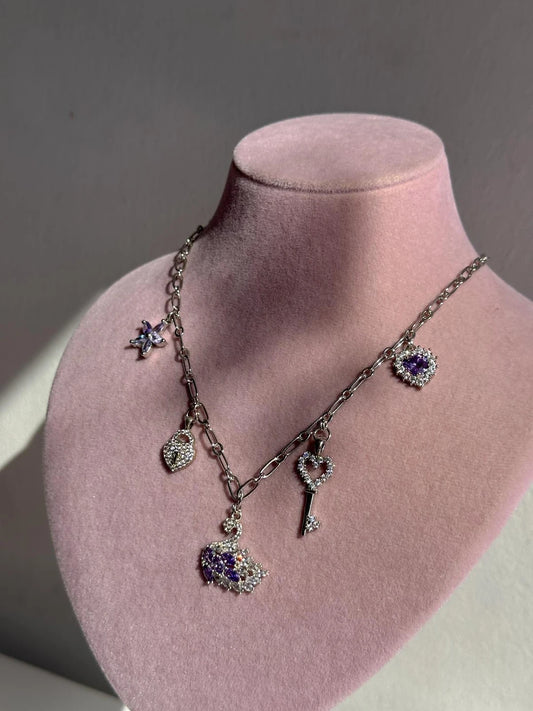 Purple Swan Charm Necklace