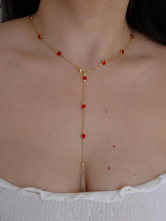 Personalized Taylor Red Circle Y Necklace