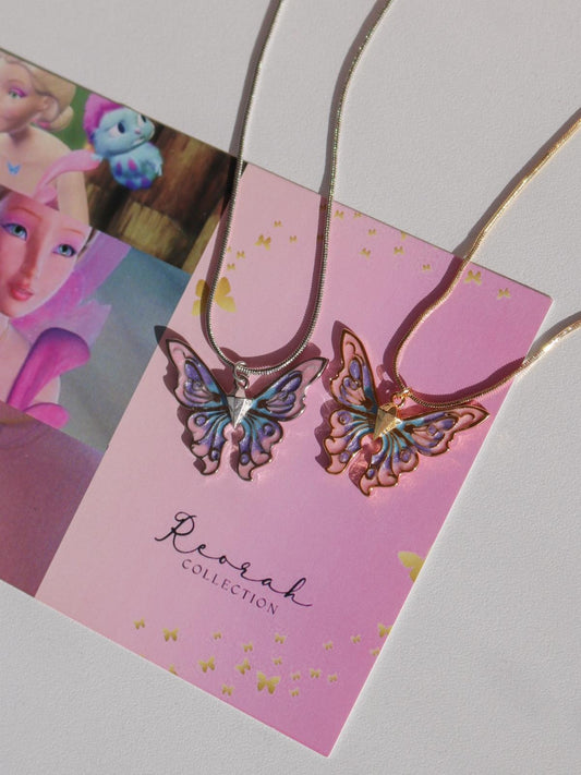 Fairy Elina Azura Butterfly Necklace, Mermaid Necklace