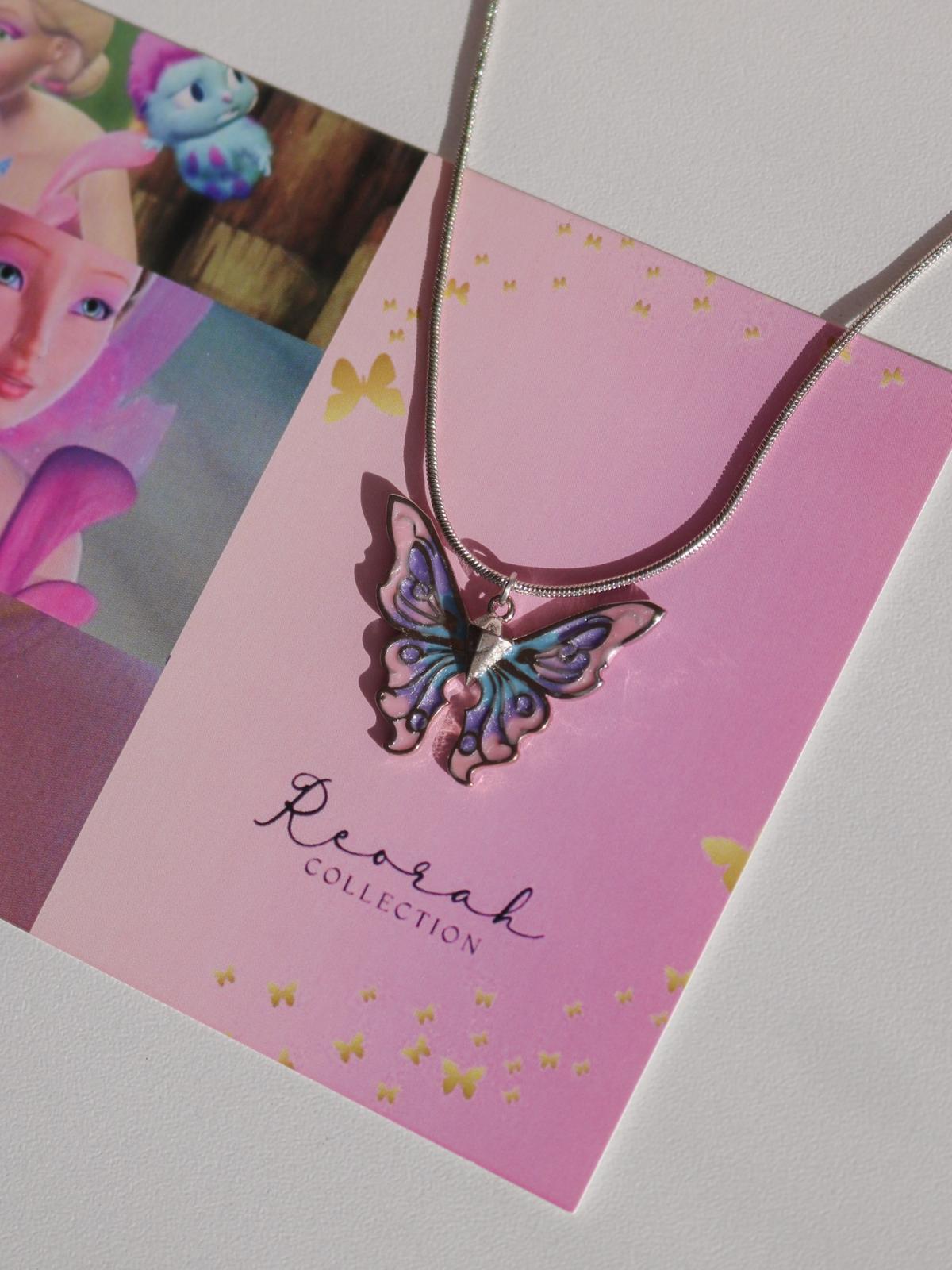 Fairy Elina Azura Butterfly Necklace, Mermaid Necklace