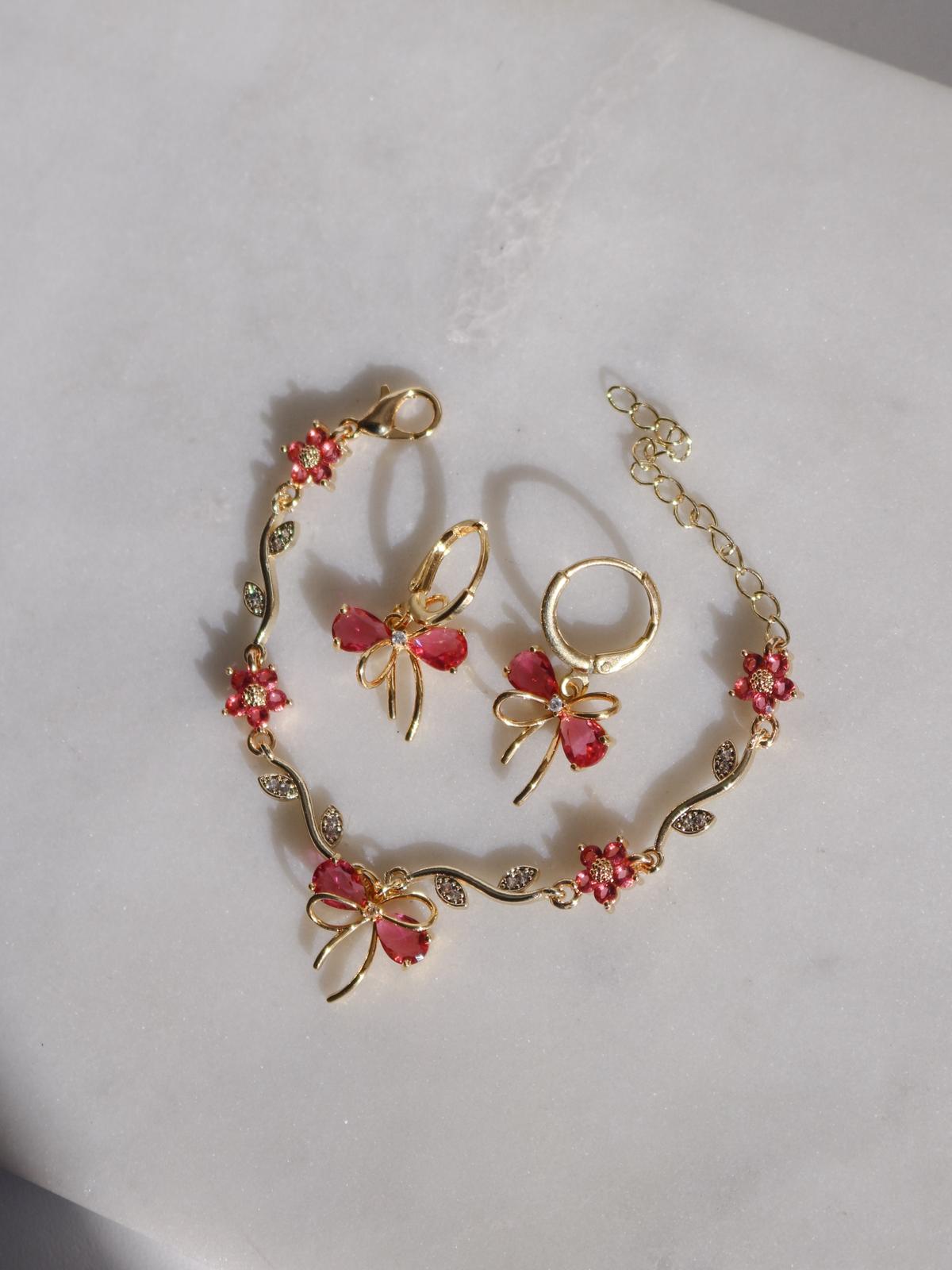 Ribbon Garden Bracelet, Earrings Set