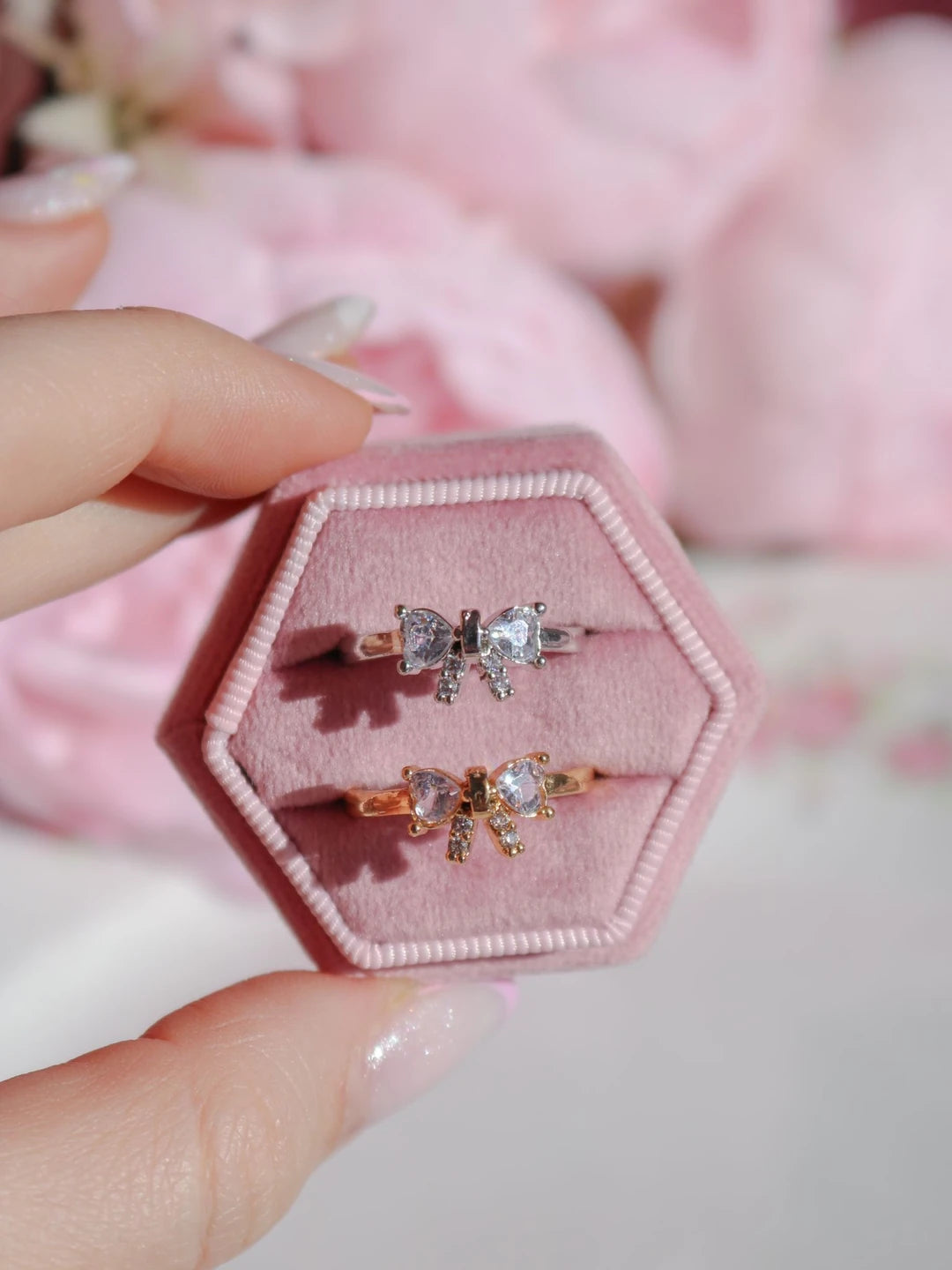 White Minimal Bow Ring