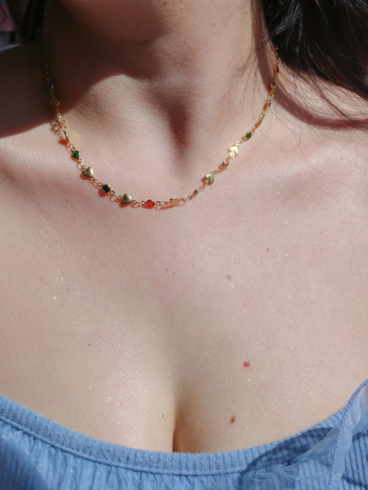 Colorful Heart Gems Necklace
