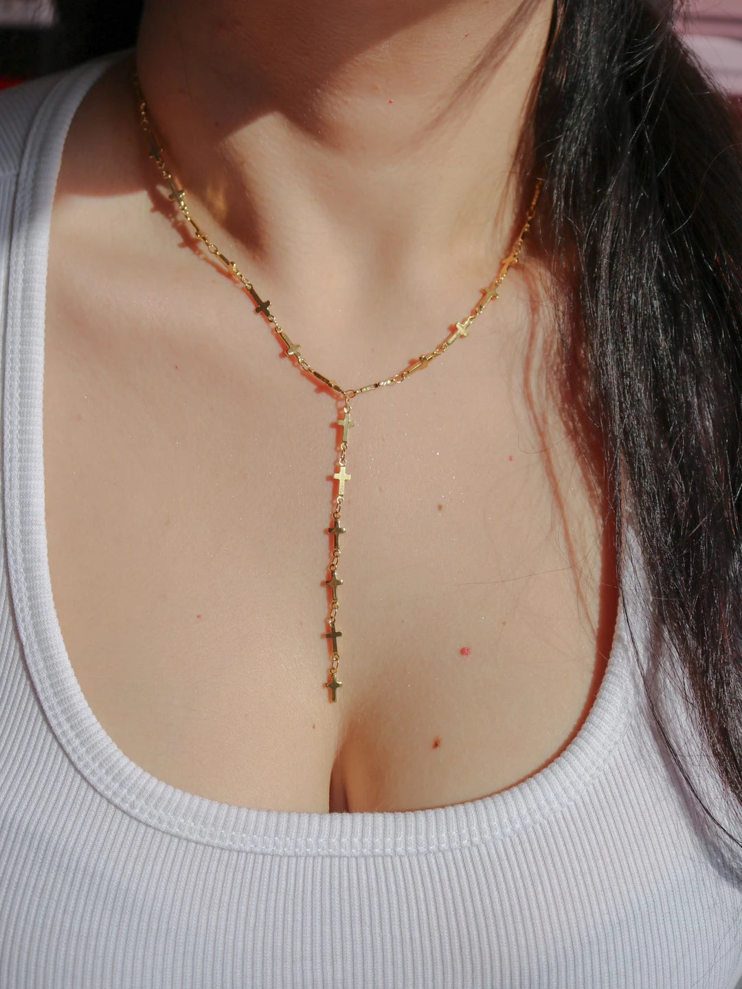 Cross Marked Y Necklace