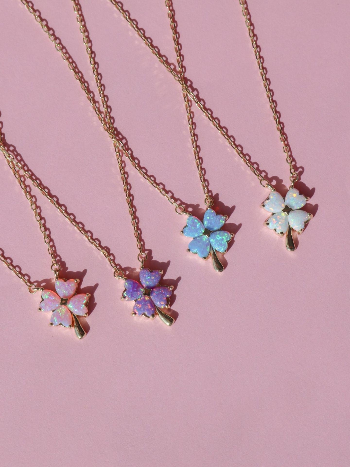 Lucky Opal Clover Necklace 925 Sterling Silver Reorah Lucky Opal Clover Necklace 925 Sterling Silver Reorah