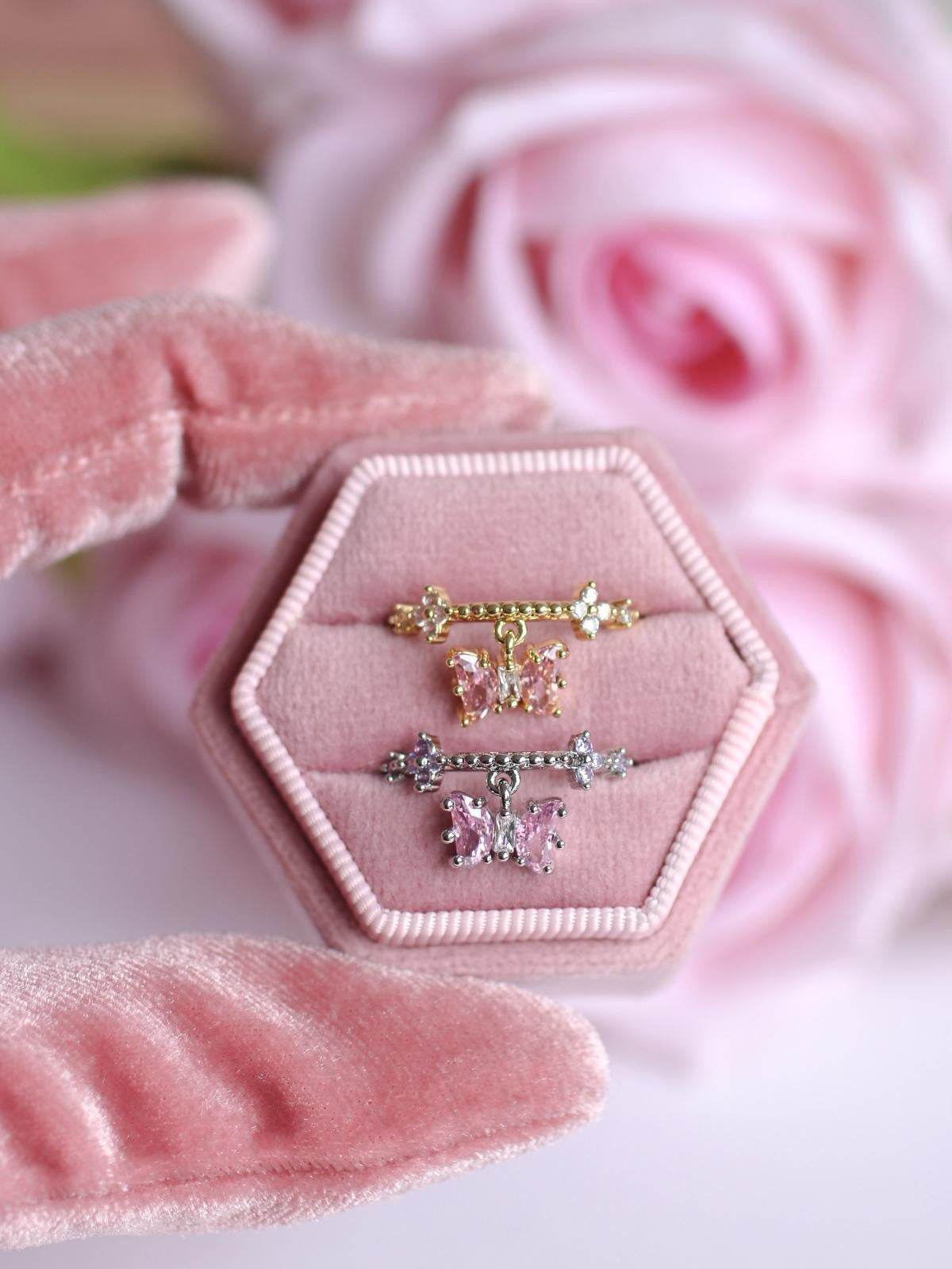 Dangling Twinkle Butterfly Ring