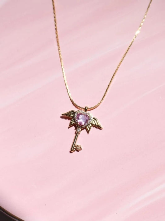 Sailor Moon Heart Wings Key Necklace