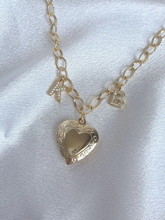 Two Letter Heart Memory Necklace