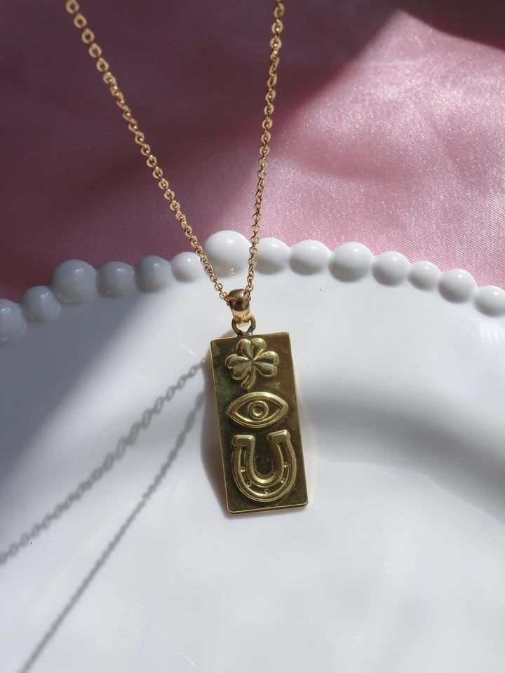 Lucky Charm Trio Steel Necklace