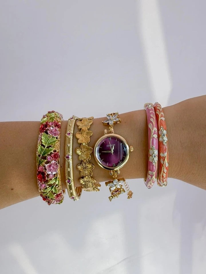 Colorful Flower Enamel Cuff Bracelet Vol. 3