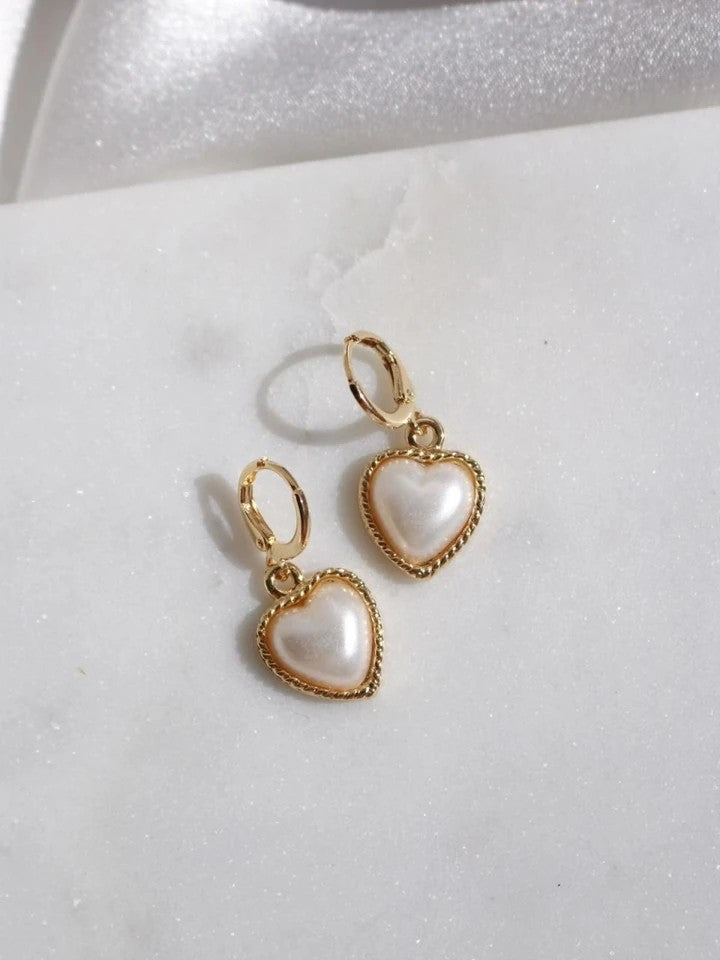 Pearl Heart Earrings