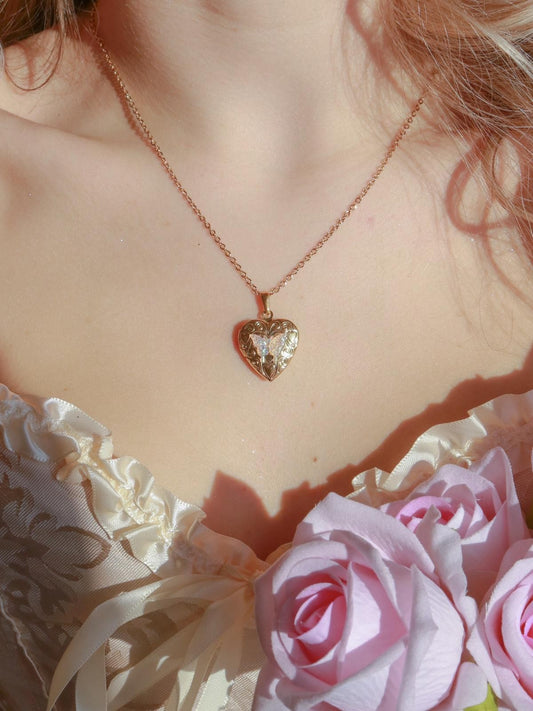 Sparkling Heartwing Personalized Photo Locket Necklace