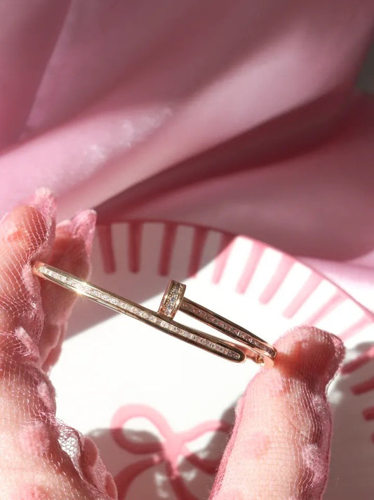 Studded Nail Steel Bracelet with Stone