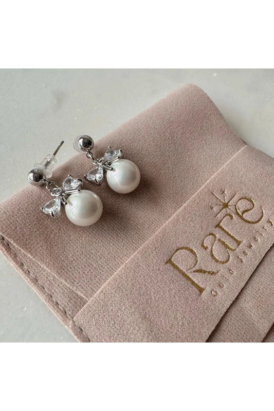 Elegant Zircon And Pearl Earrings