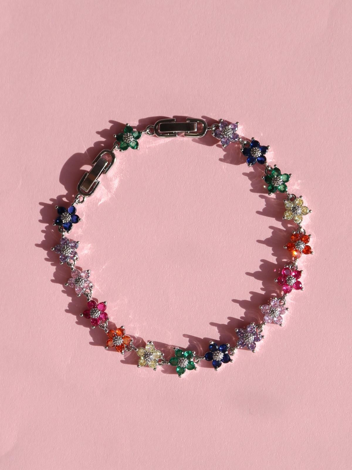 Colorful Sparkling Flower Bracelet