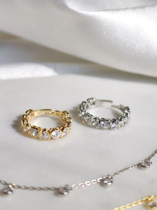 Inverted Zircon Heart 925 Silver Ring