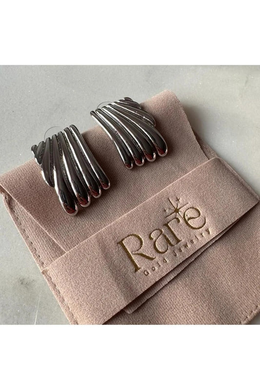 Large Rectangular Brass Stud Earrings