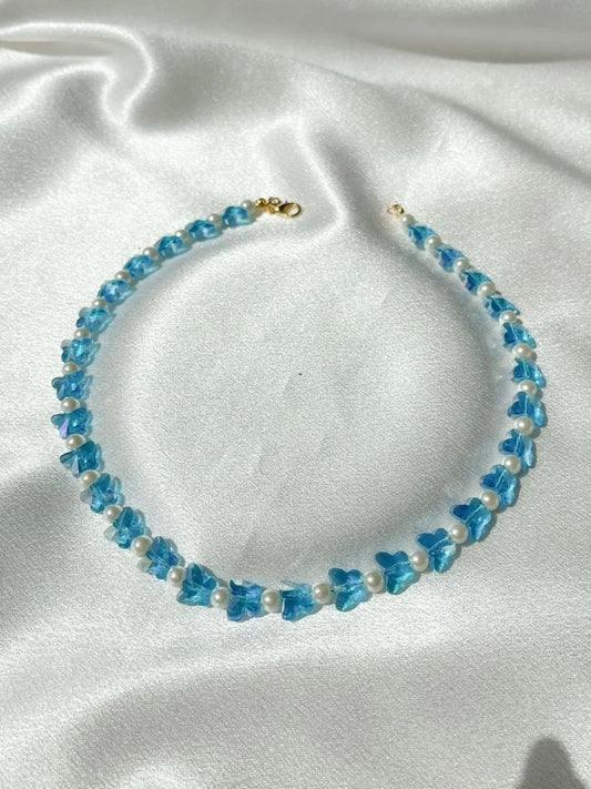 Butterfly Glass Pearl Choker