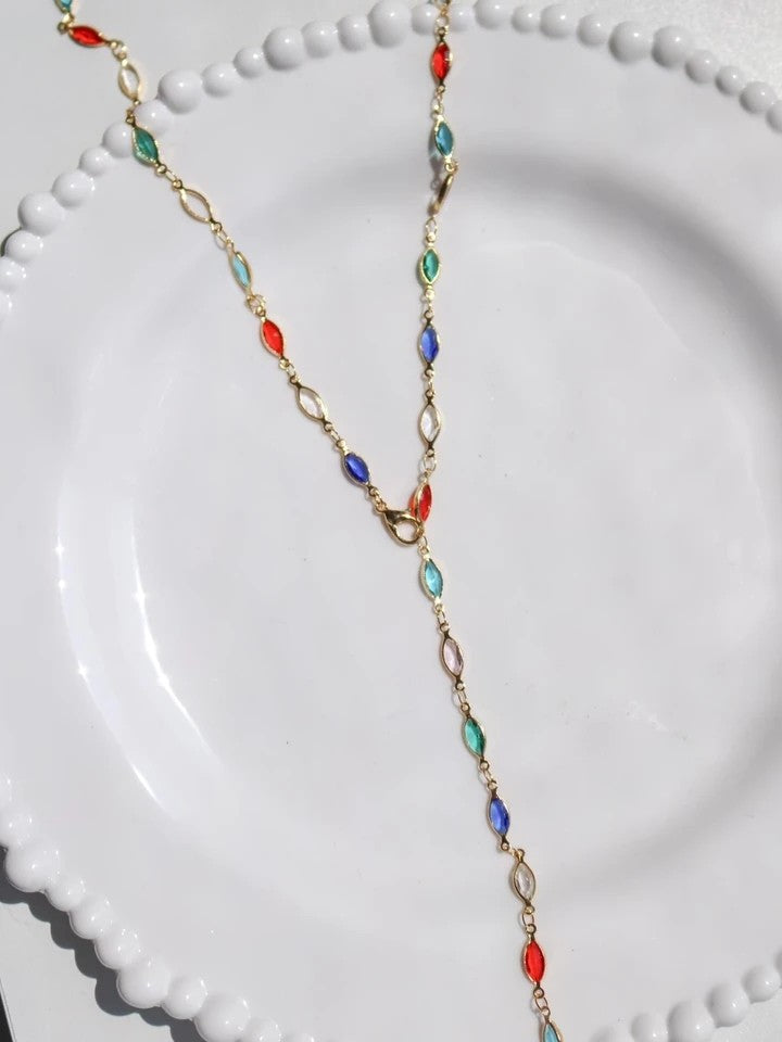 Oval Colorful Shine Y Necklace