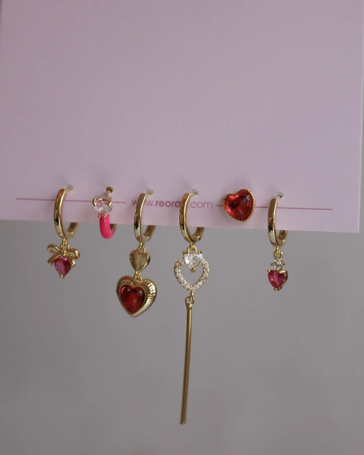 Red Love Earring Set
