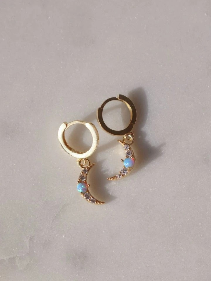 Opal Moon 925 Silver Earrings