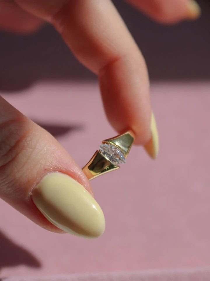 Gold Plated Ring With Zircon Stone