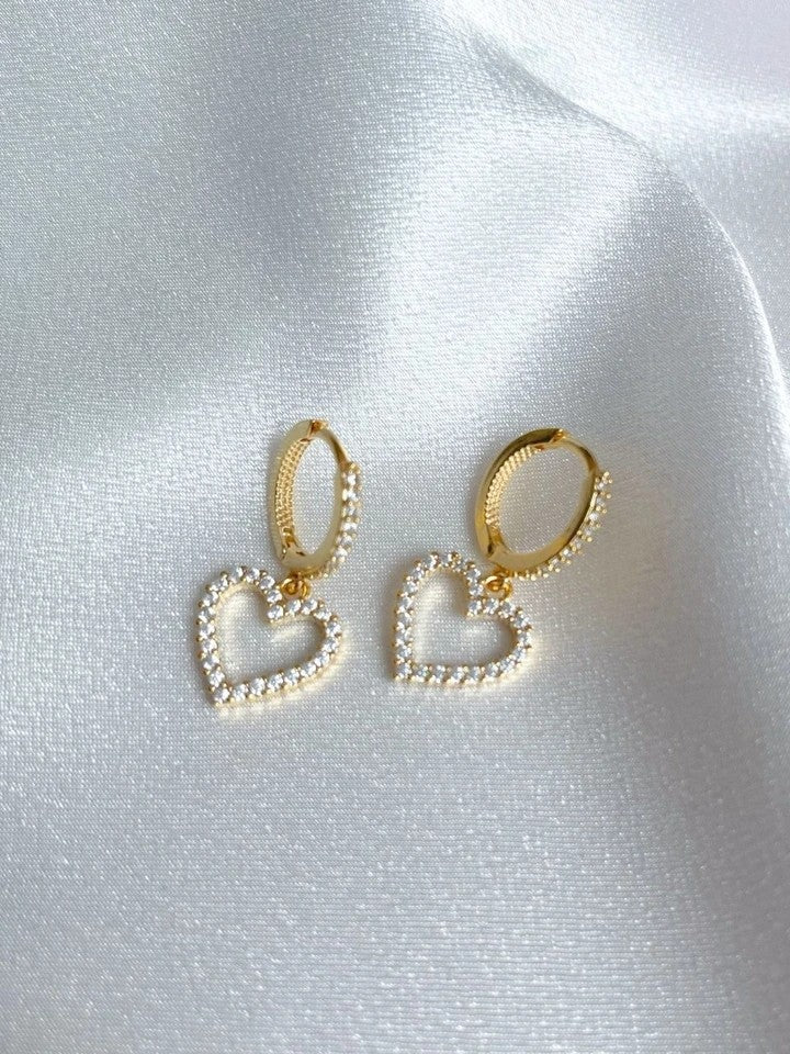 Zircon Stone Heart Earrings