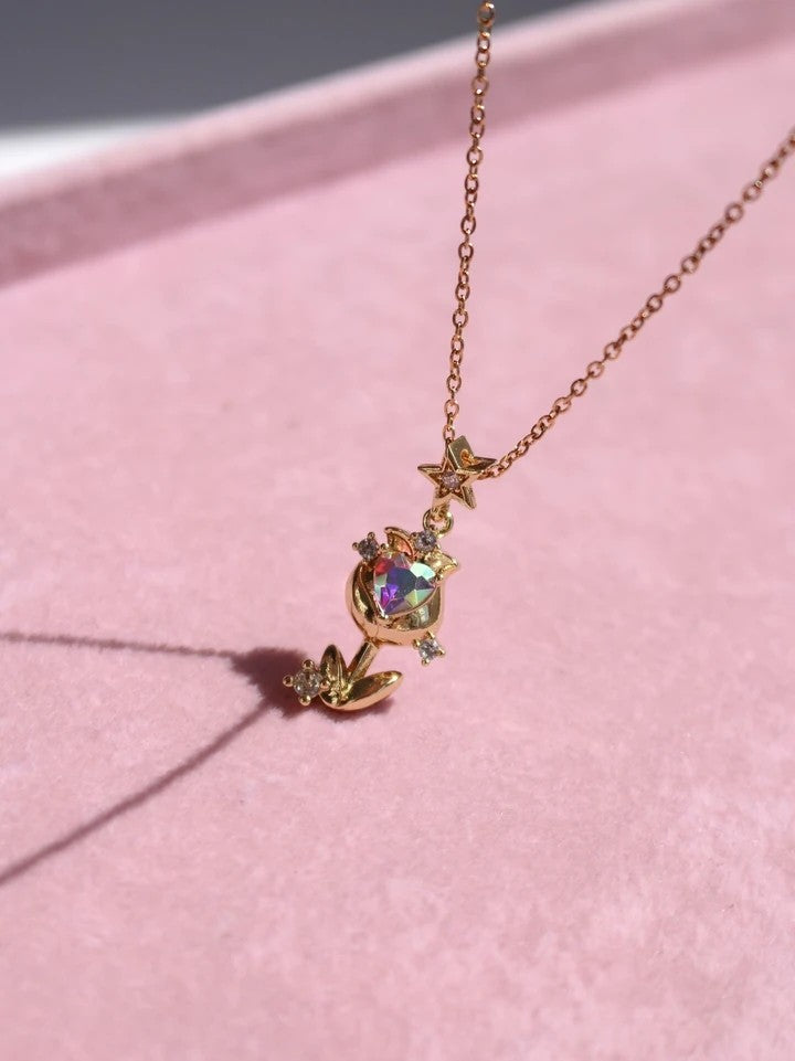 Heart Glow Rose Steel Necklace