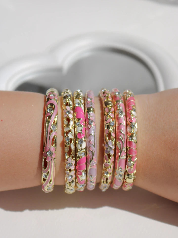 Colorful Flower Enamel Cuff Bracelet Vol. 4