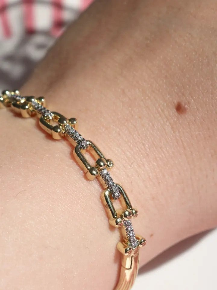 Stone And Row Horseshoe Bracelet