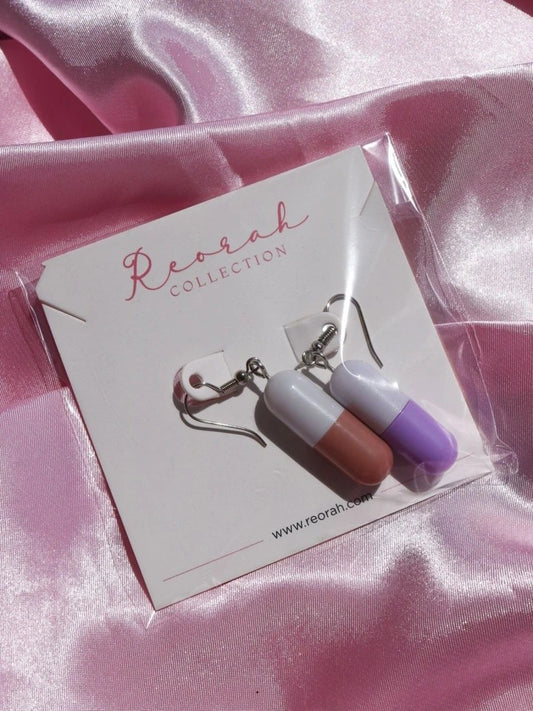 Pill-Shaped Lipstick Earrings