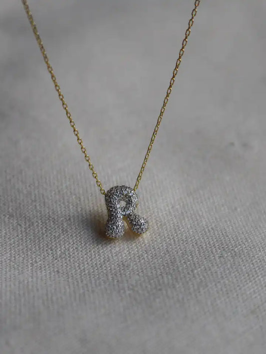 Dazzle Spark Personalized Letter 925 Silver Necklace