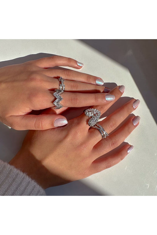 Large Heart Ring With Baguette Stone