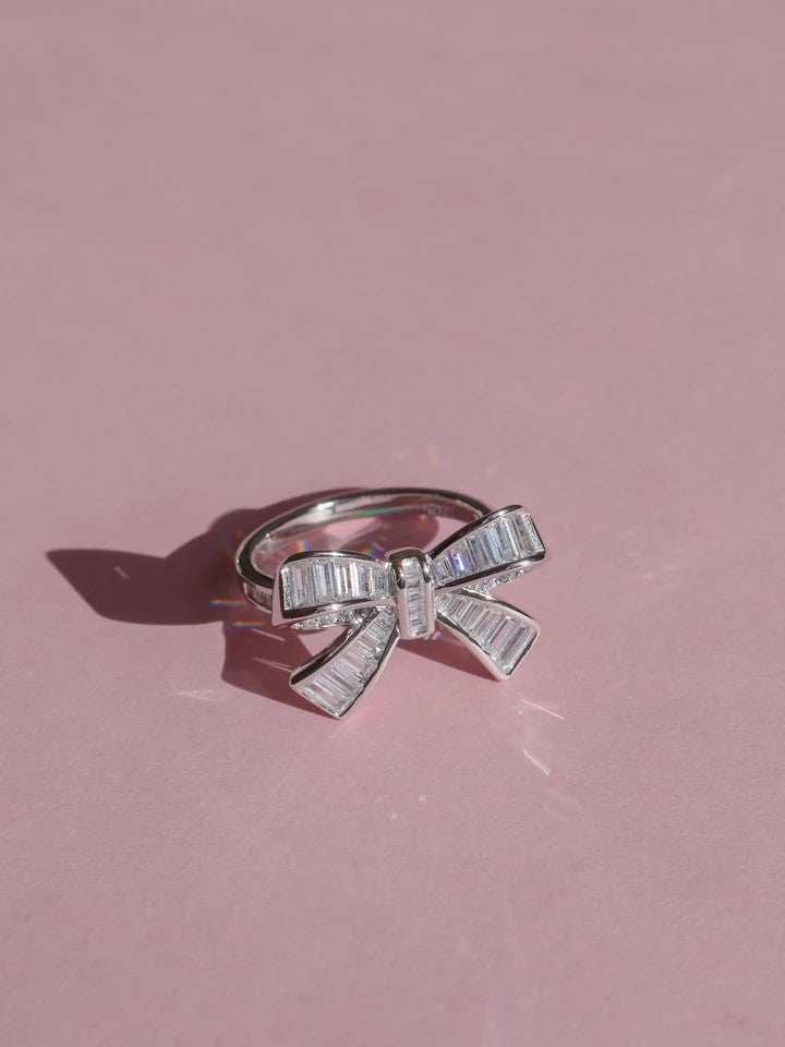 Crystal Bow 925 Silver Ring