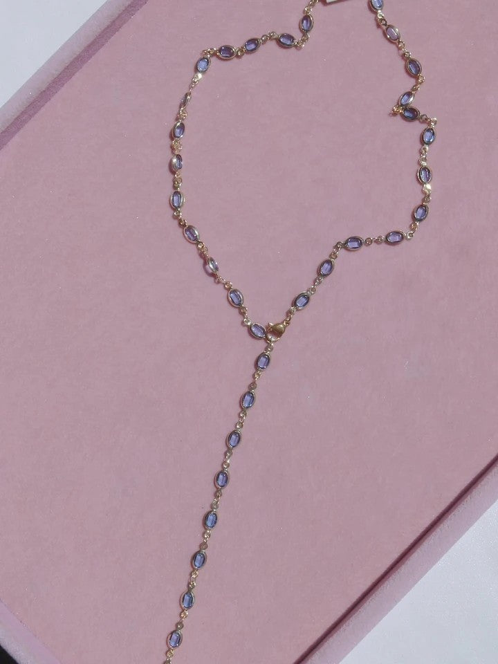 Oval Blue Y Necklace